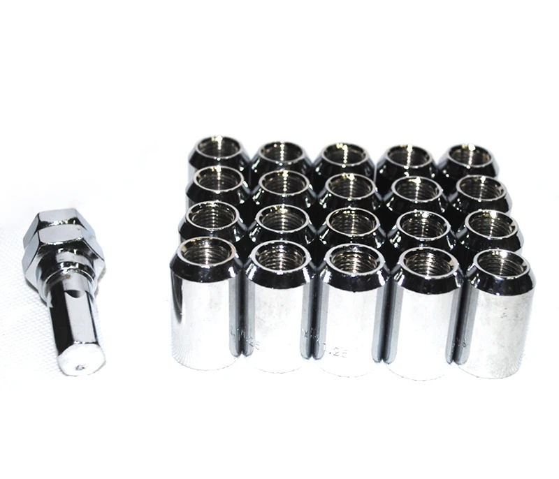 Length: 32mm M12 1.5 / 1.25 MaxGuard Silver Color Chrome Car Wheel Lug Nuts Lock Nuts