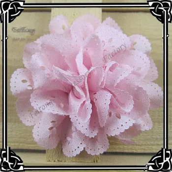 Free shipping!! 50pcs/lot 8cm diameter 5colors hollow chiffon fabric  flowers  can mix order