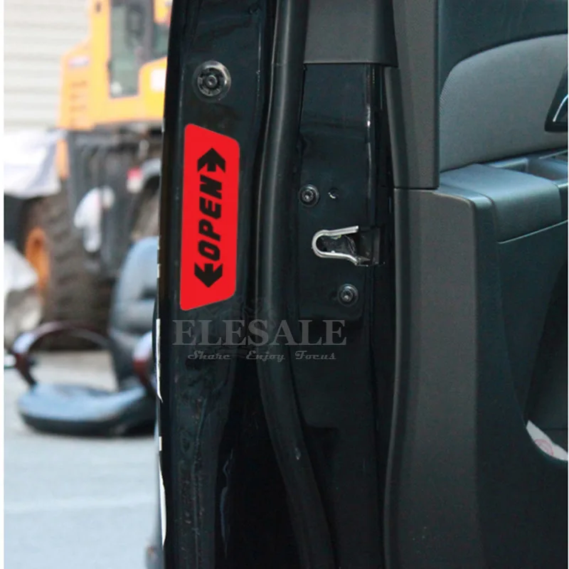 4pcs Reflective Warning Sticker Car Door Open Anti-Collision Warning Red Decal Signs Day/Night Visible
