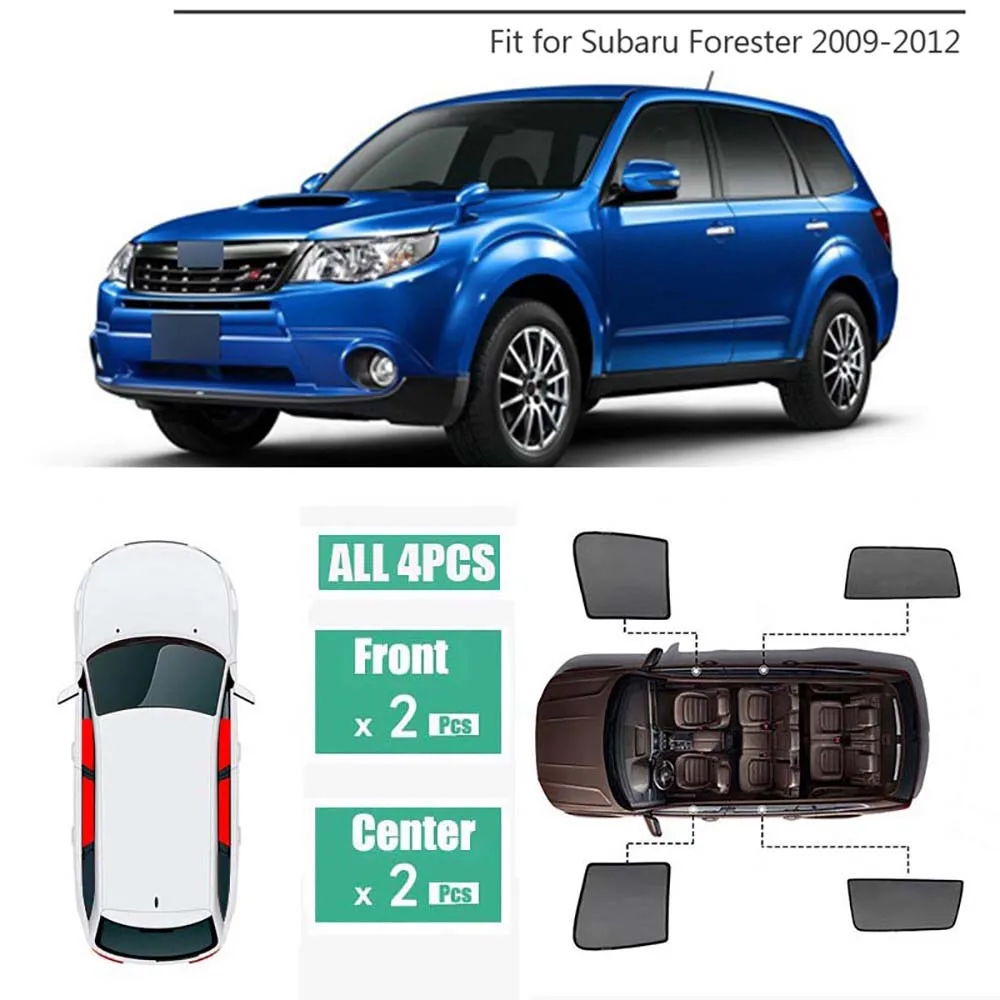 

Side Windows Magnetic Sun Shade UV Protection Ray Blocking Mesh Visor Fit For Subaru Forester 2009-2012