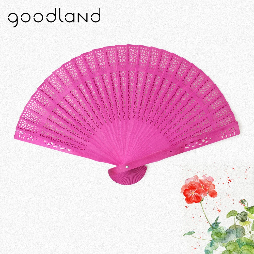 Free Shipping 50pcs Gift Bags Japanese Chinese Handmade Wooden Carved Plain Dyed Fan Wedding Decorations Party supplies