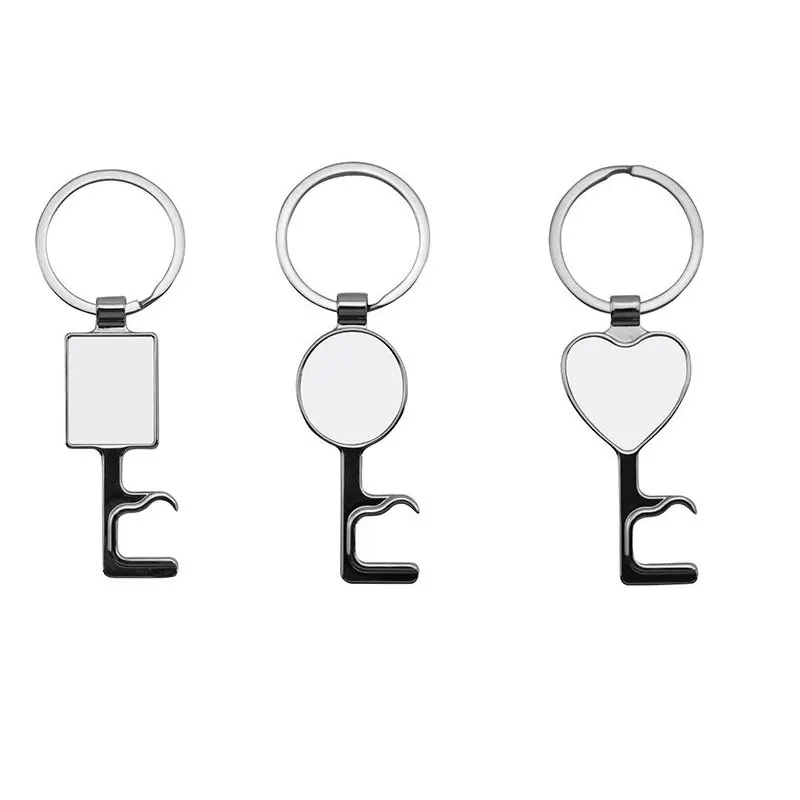 

sublimation blank metal keychains Bottle opener bracket heart round key ring hot transfer printing material 50pcs/lot