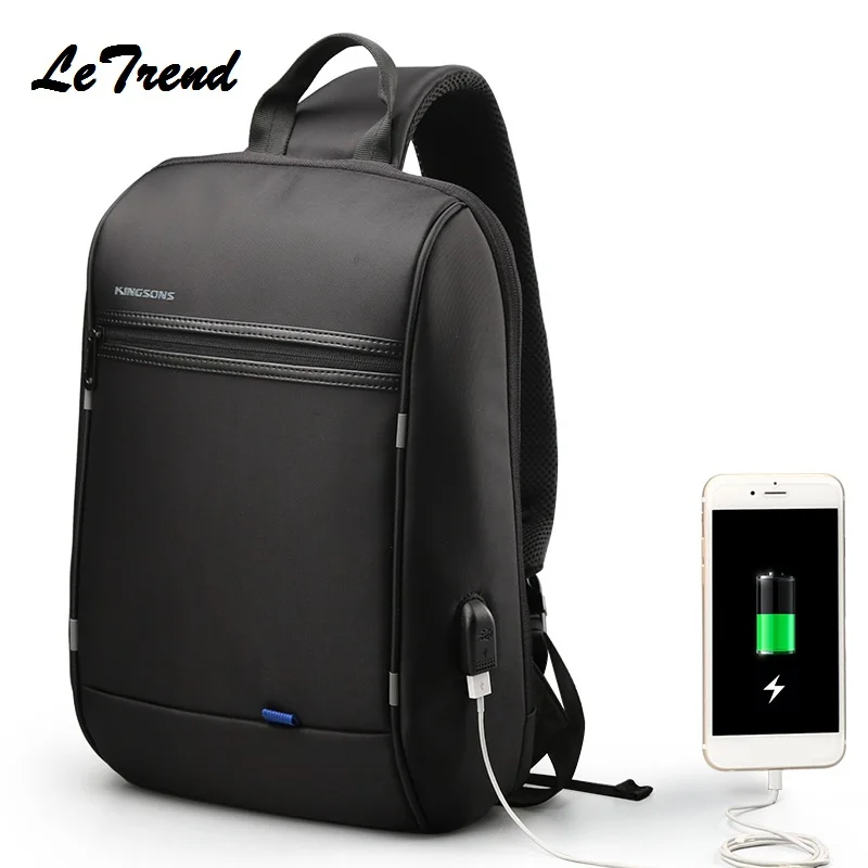 LeTrend Waterproof Multifunction USB Charging Men 13Inch Laptop Single Shoulder Bag For Teenager Male Mochila Leisure Travel Bag