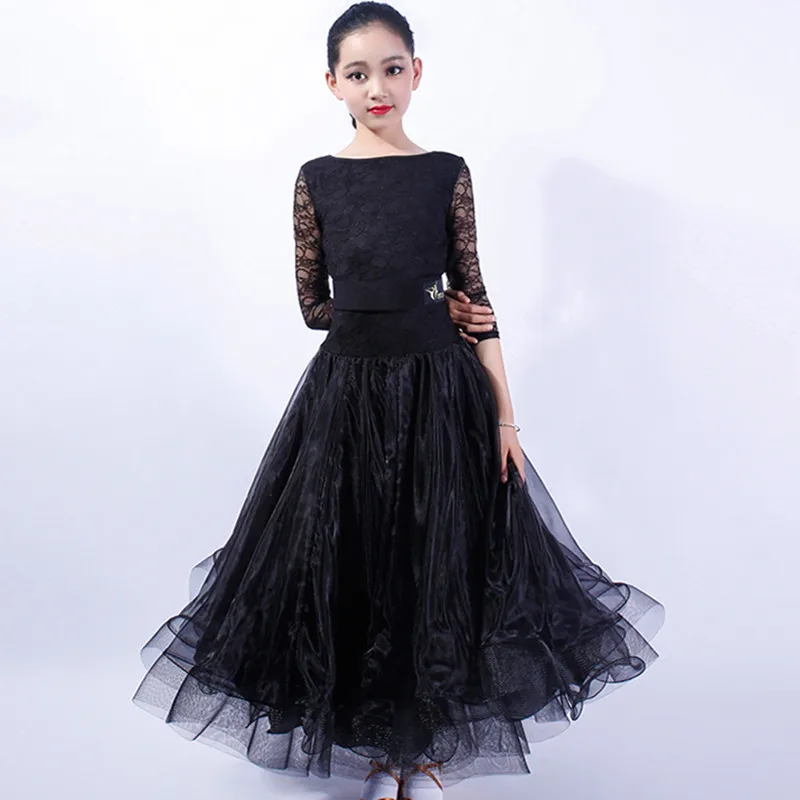 Lace Stitching Kids Ballroom Dress Waltz Dresses Standard Dance Dress For Girls Dance Wear Lyrical Dance Dress Princess Dress