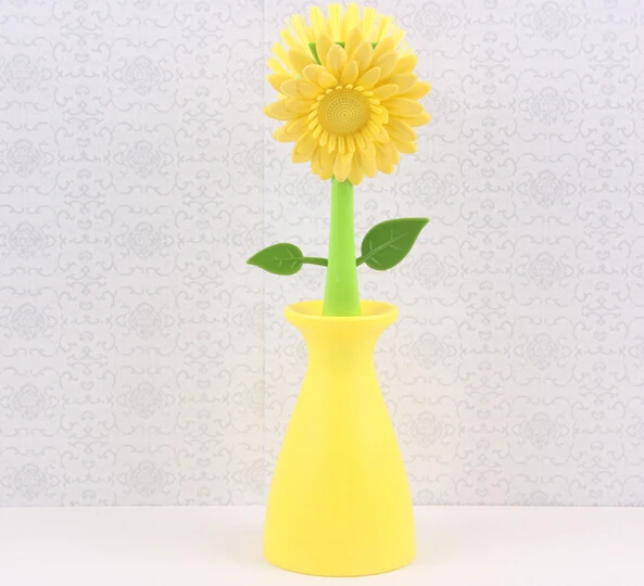 1PC newest sun flower wash  creative cleaning pan brush powerful decontamination wash pot brush Cleaning Cloth O0174