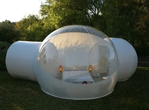 Tienda de burbujas inflable de doble canal, transparente, para acampar al aire libre