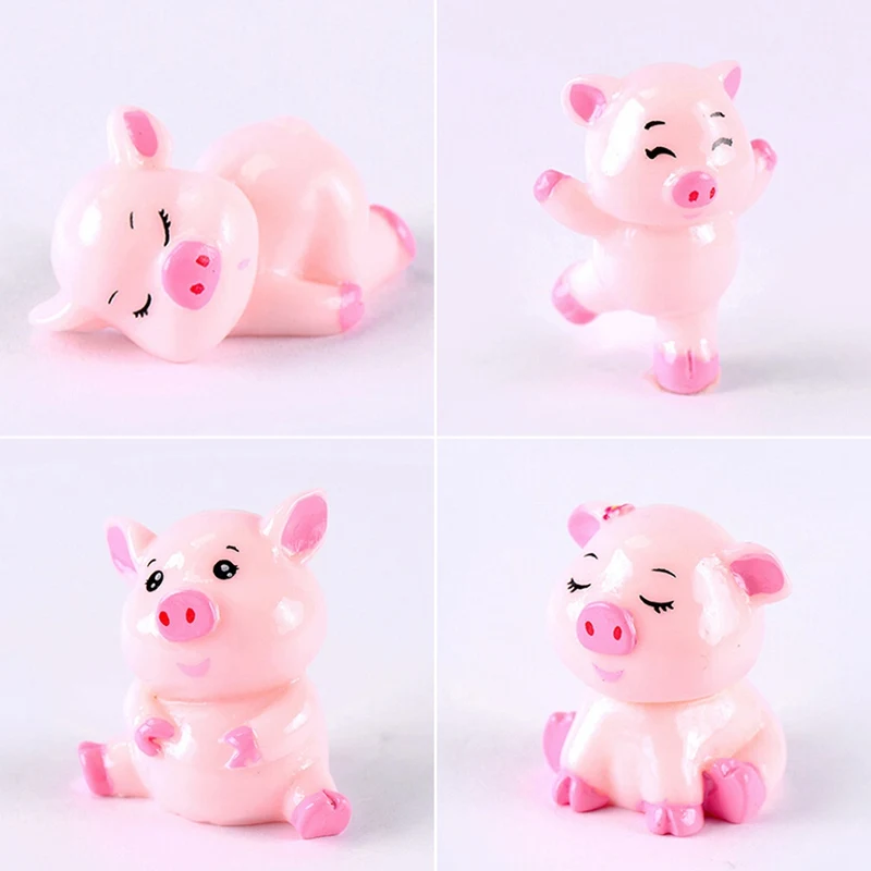 1 Pcs Cute Pig Family Animal Figurine Home Decor Miniature Fairy Garden Decoration Accessories Statue Resin Craft Figure DIY