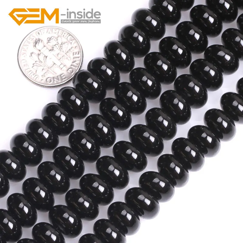 Natural Black Agates Smooth Faceted Surface Rondelle Shape Spacer Natural Bead For Jewelry Making Loose Beads 15 Inch Wholesale