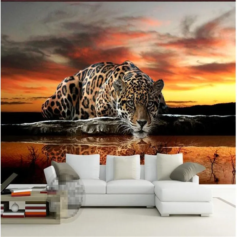 Papel tapiz de leopardo y Animal para revestimiento de paredes, foto personalizada para sala de estar, dormitorio, Fondo de TV, arte mural, papel de