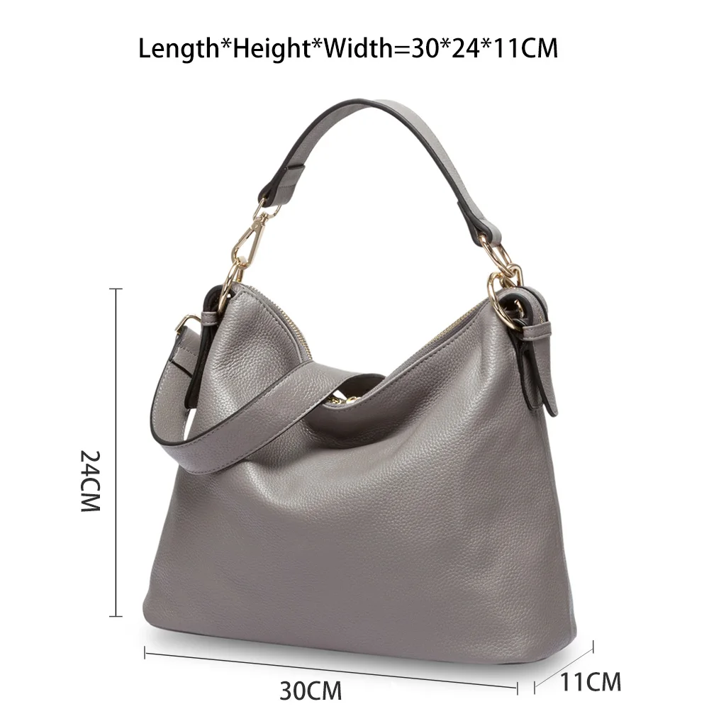 Zency New Style 100% Genuine Leather Handbag Fashion Grey Women Shoulder Bag Female Messenger Crossbody Purse Lady Casual Tote