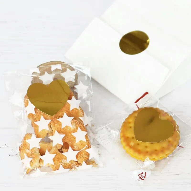 100PCS Gold Blank Empty Handmade Cake Packaging Sealing Label DIY Gift Sticker