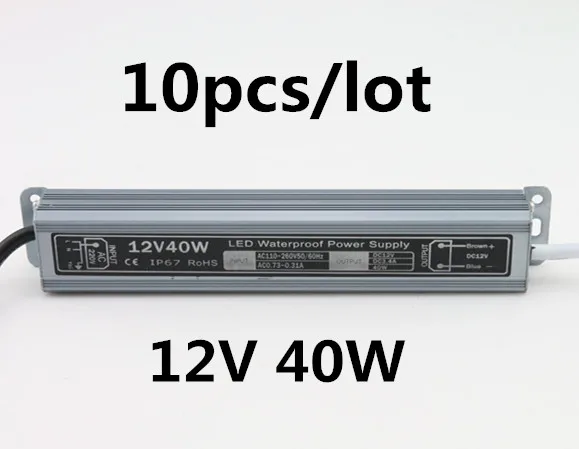 

10 шт./лот Новый IP67 DC 12 В 40 Вт Водонепроницаемый Светодиодный драйвер адаптер светодиодный трансформатор 3.3A зарядное устройство для светодиодов хорошая продажа