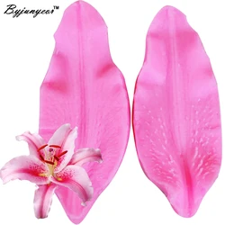 Byjunyeor M446  Lily Petal Flower Veiners Silicone Molds Fondant Sugarcraft Gumpaste Clay Water Paper Cake Decorating Tools