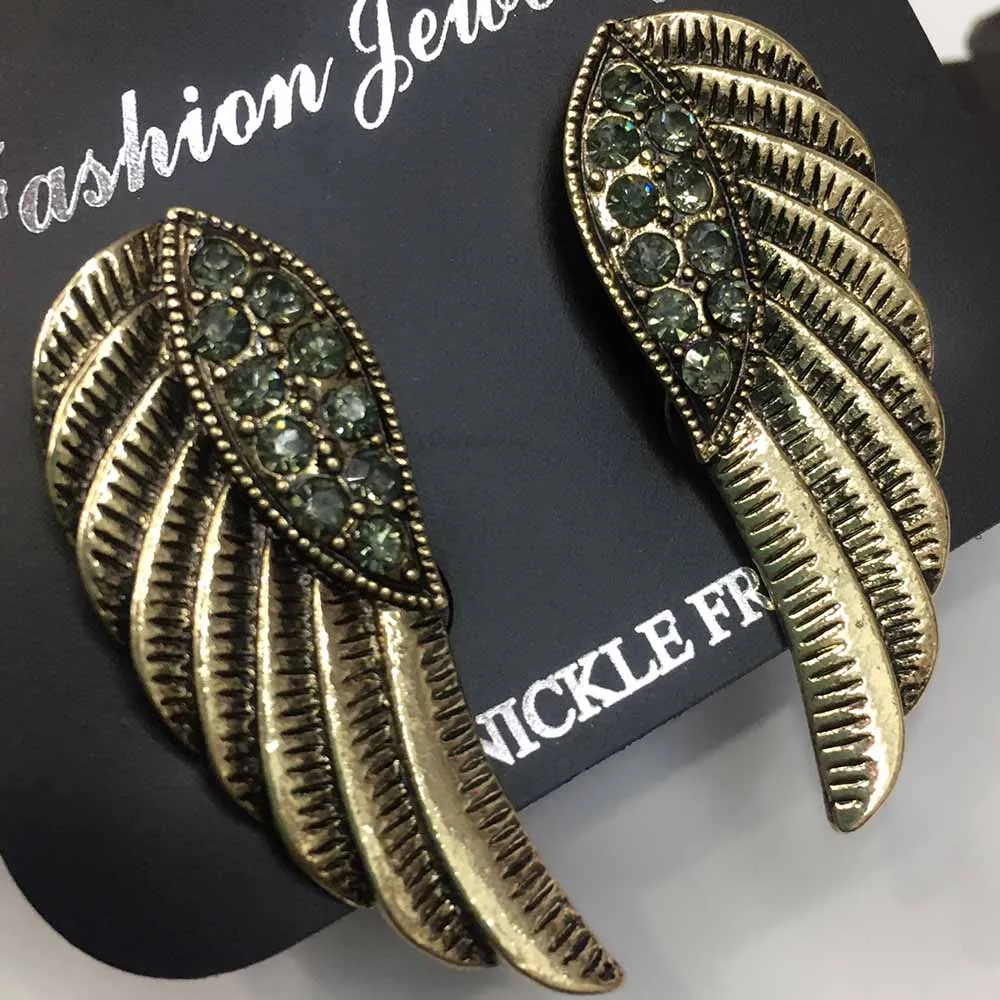 YaYi Gray Glass Rhinestone Earring Women\'s Fashion Ancient Gold Color Earrings gems Earrings For Women Girls E1013
