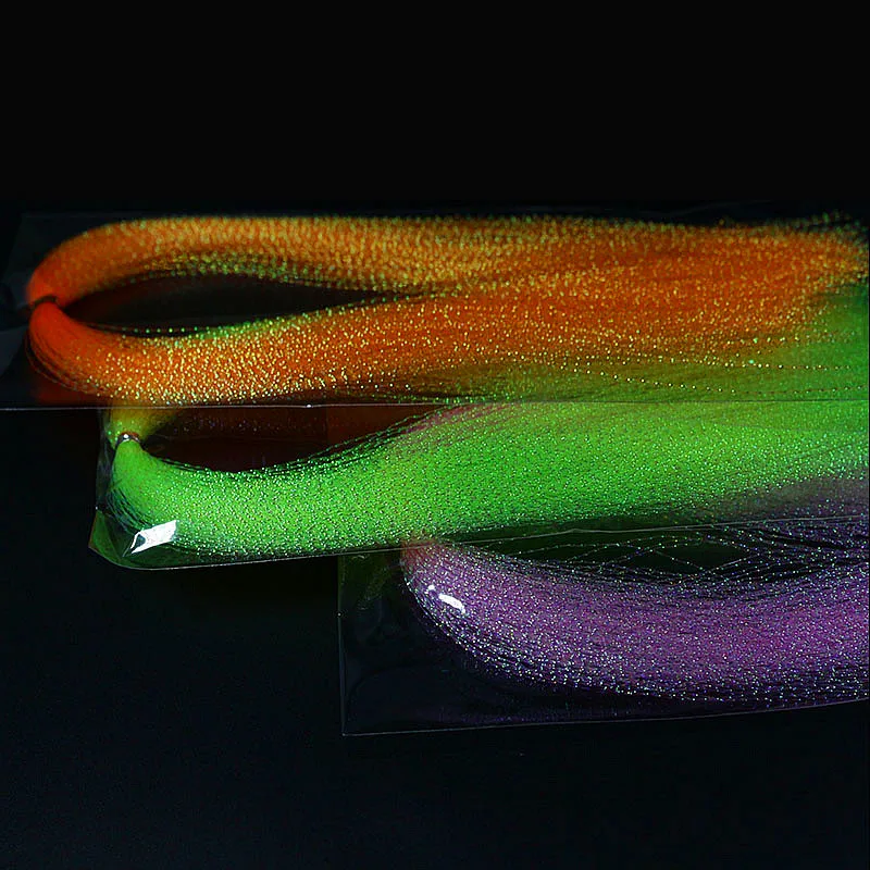 Hot 6packs/set UV fluo Flashabou Tinsel twist type or flat type UV hue tinsels synthetic tying material for steelhead streamers