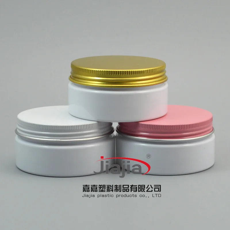 

50pcs white PET Jar,80g Plastic Jar with Gold / white/ pink aluminum cap ,Cosmetic Packaging Personal Care white Container Jar