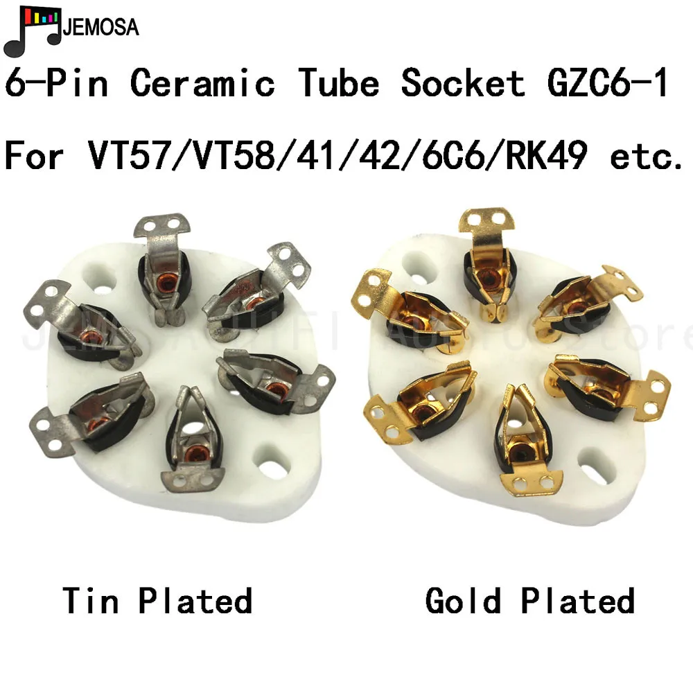 5PCS Ceramic Tube Socket 6Pins Electron Tube Seat For VT57 VT58 41 42 6C6 RK49 T21 WE310 Vacuum Tube Free Shipping