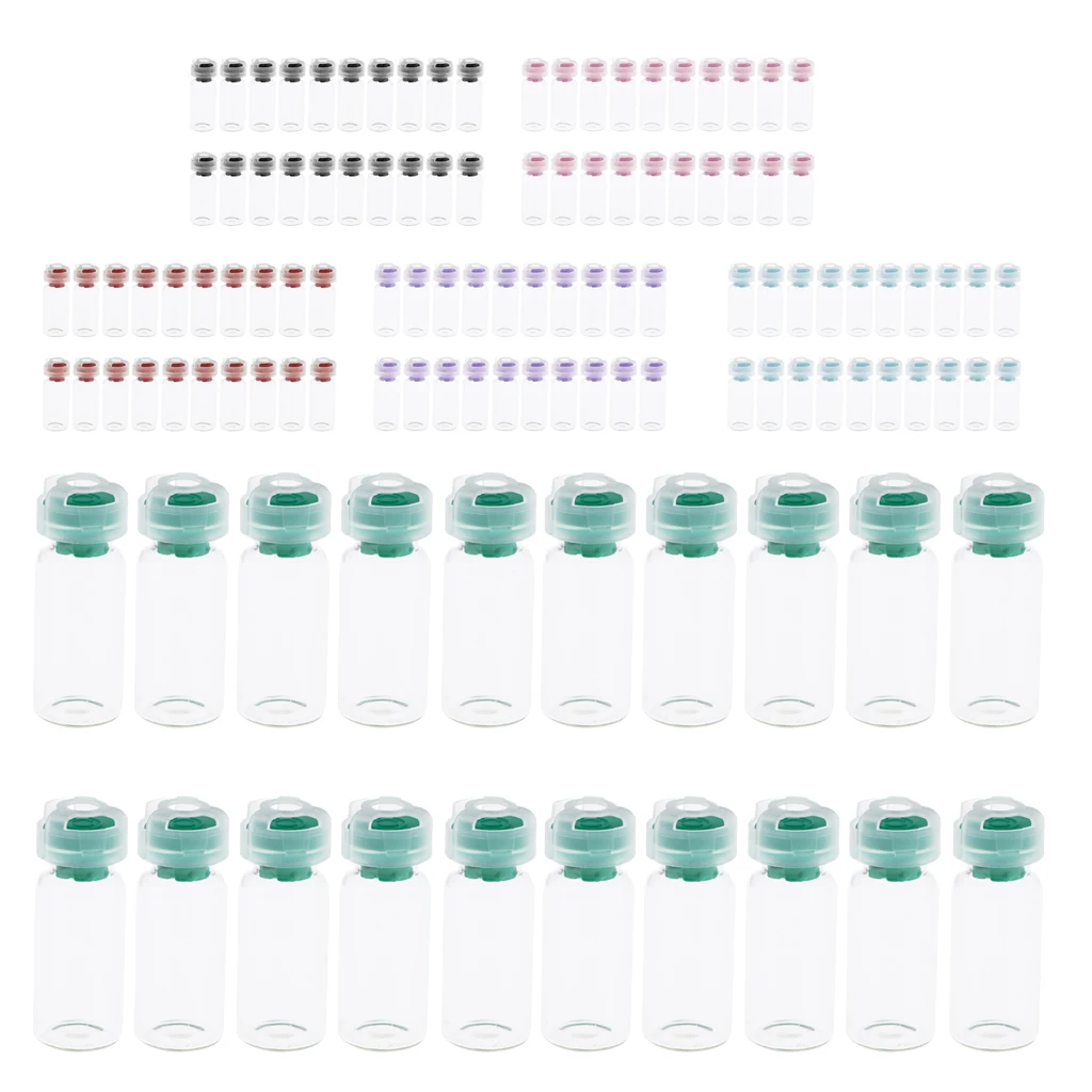 20個10ミリリットル空の滅菌ガラス密封された血清バイアルボトルの液体容器透明体の6色オプション