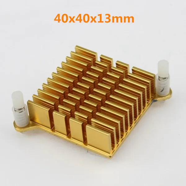 1pcs Golden Aluminum IC Two-electrode Tube Dynatron Cooling Heat Sink with tape 40x40x13mm Heatsinks