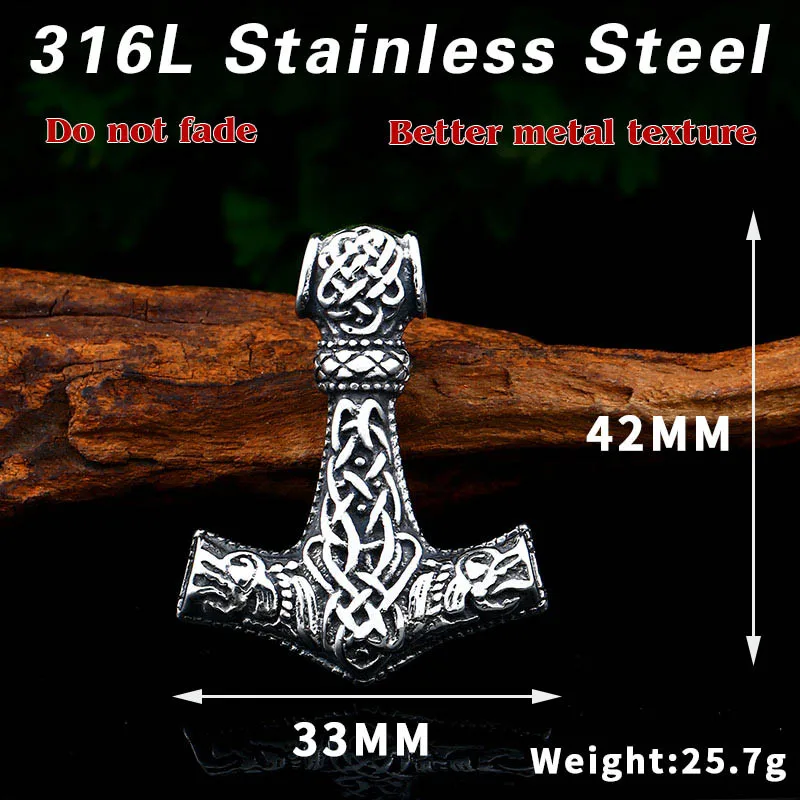 BEIER new store 316L stainless steel VIKING pendant necklace Nordic amulet hammer high quality jewelry LLBP8-385P