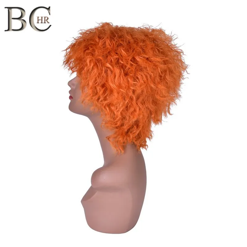 BCHR-Peluca de fibra de alta temperatura, cabello sintético rizado de Alicia en el país de las Maravillas Mad Hatter, longitud media, naranja