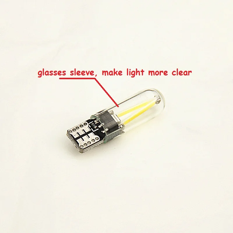 2pcs T10 194 168 W5W COB LED Long Lifespan Low Consumption High Power CANBUS Silica Bright Glass License Light Bulbs 12V