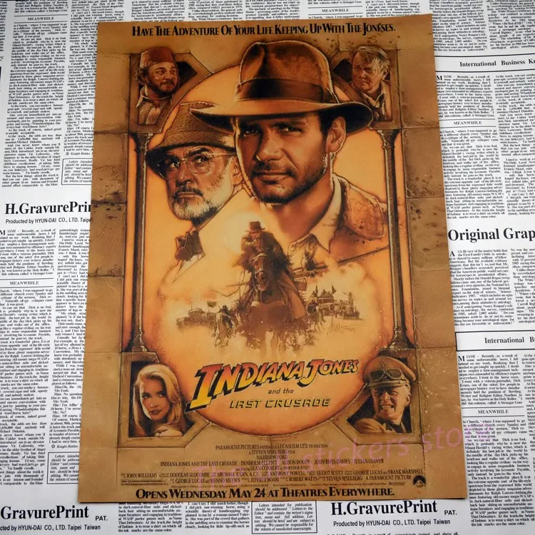 The indiana Jones series Treasure hunt adventure movie posters Retro kraft paper posters bar sitting room adornment /1014