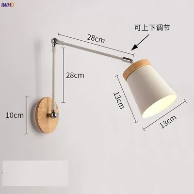 IWHD-Lámpara De Pared De brazo largo Estilo nórdico para el hogar, luz LED moderna De madera para sala De estar, baño, Aplique De Pared