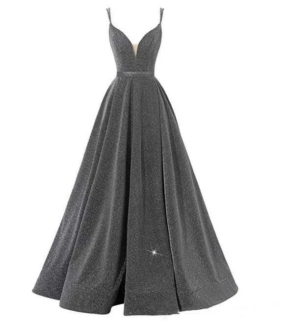 Vestido De Festa Ensotek 2021 Nieuwe Gradiënt Split Avondjurken Sequin V-hals Contrast Kleur Party Gown Formele Prom Wear