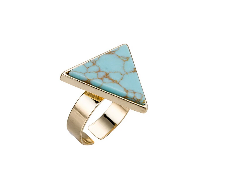 New Triangle Marble Ring for Women Fashion Triangle Shaped Blue White Stone free size Punk Rings Best party gift jewelry 20034