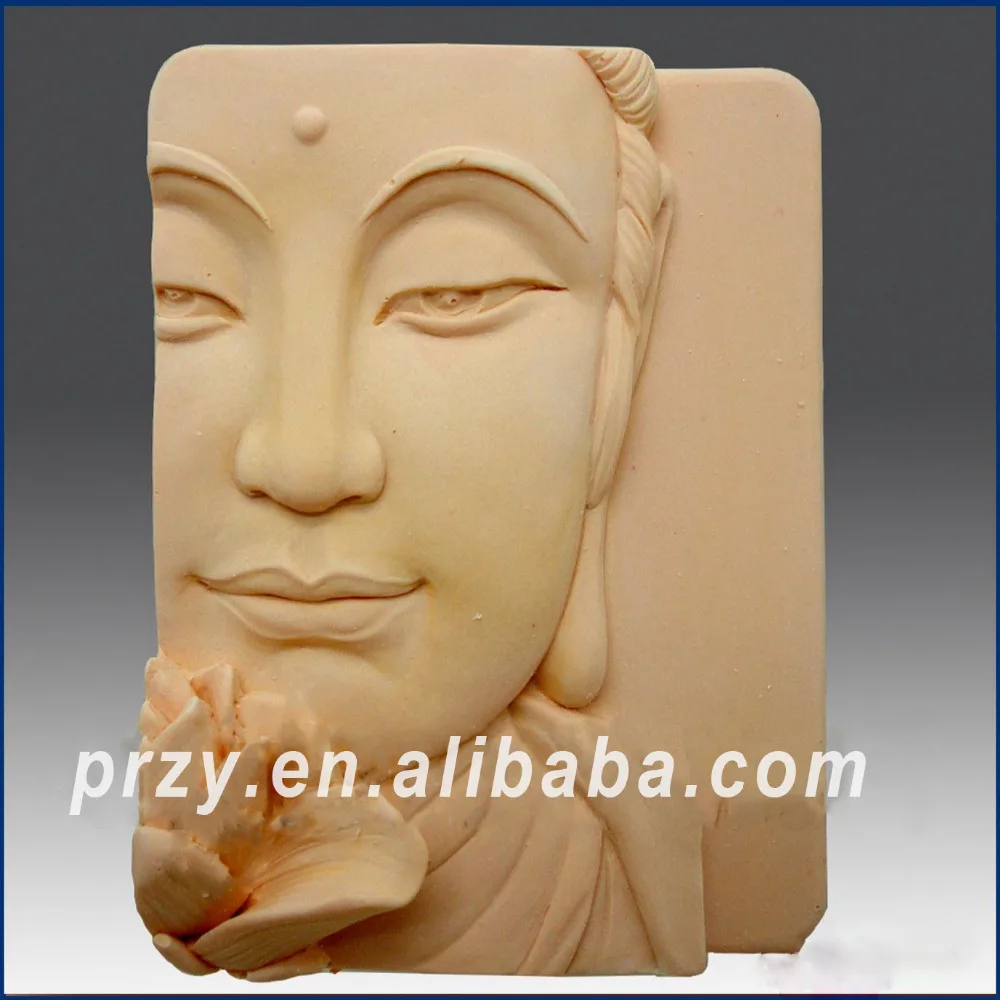 

2D Silicone Soap Mold - Buddha Closeup W/lotus Good Quailty Handmade Soap Molds Square Shape Buddha Face Clay Aroma Stone Molds