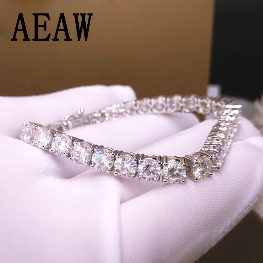 

Trendy Style Solid 14K 585 White Gold 18 Carats ct 5mm DF Color Moissanite Diamond Bracelet For Women Test Positive