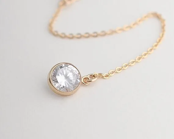 Selling New Foreign Trade Jewelry Beautiful Simple Metal Film Crystal Necklace Bride Gift Imitation Gemstone Jewelry Necklace