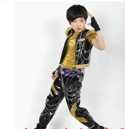 Children's Boy Street Dance Sequins Jazz Dance Stage Rack Drum Show Children's Modern Dance Costumes