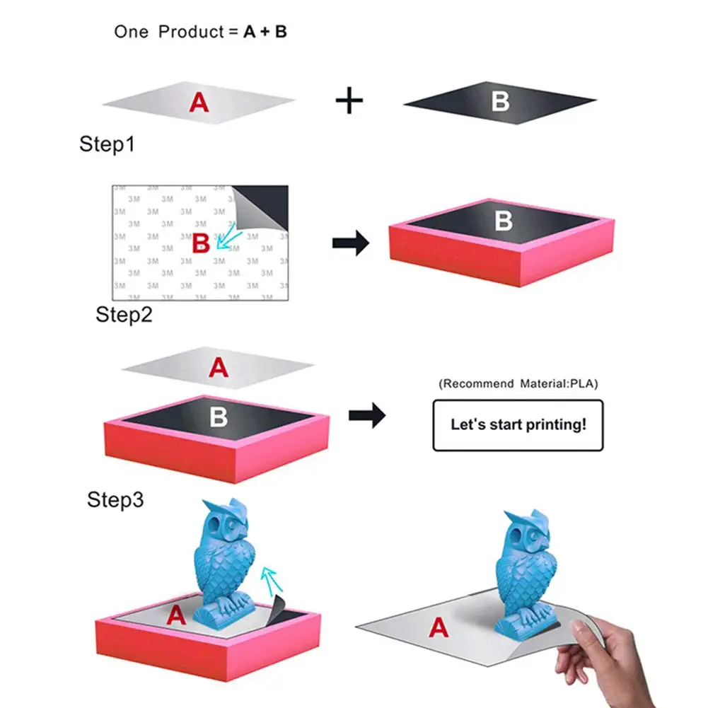 ملصقات مغناطيسية بمنصة مغناطيسية 220X220 235X235 300X300MM سطح بناء لوح لسيارة A8 A6 E12 i3 Mega S ender-3 قطع غيار طابعة 3d