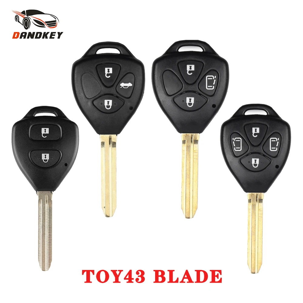 Dandkey Replacement Key Case For Toyota Crown Corolla Camry RAV4 Reiz 2007 2008 2009 2010 2/3/4 BT Remote Car TOY43 Key Shell