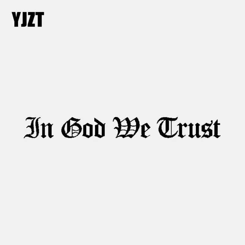 YJZT 16CM*1.8CM In God We Trust Vinyl Decal Car Sticker Christian Black/Silver C3-1336