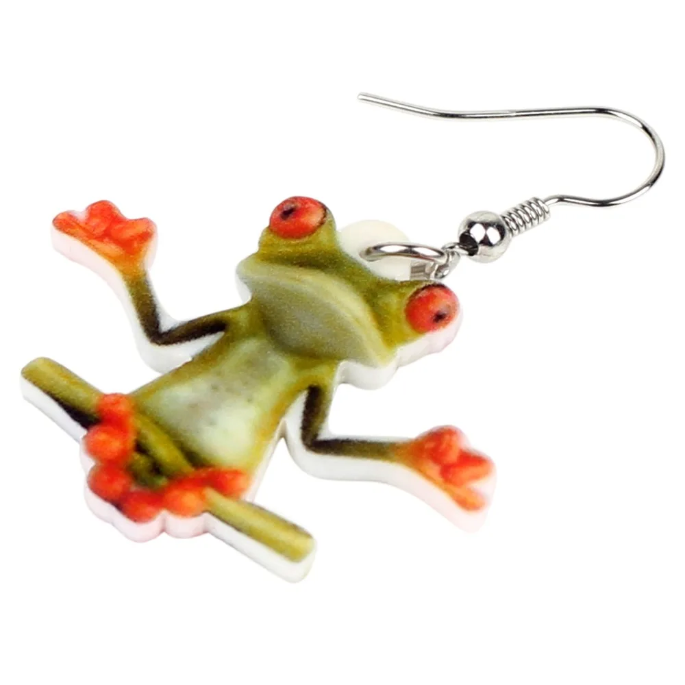 WEVENI Acrylic Cute Meditation Frog Earrings Dangle Drop Cartoon Animal Jewelry For Women Girls Teens Gift Wholesale Statement