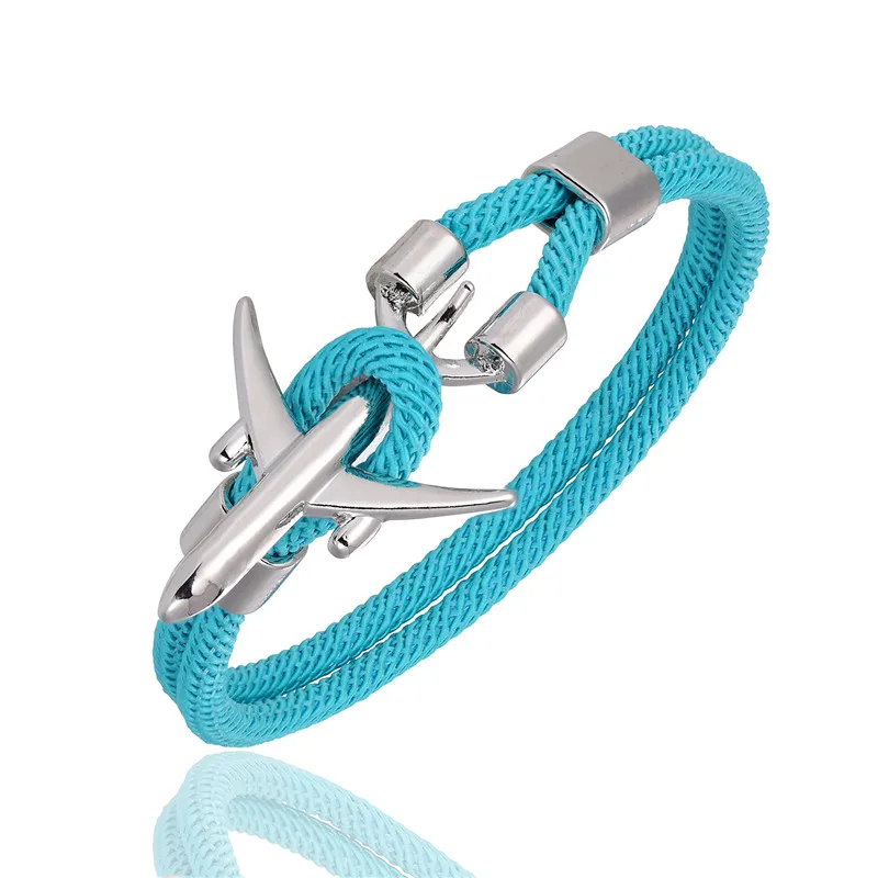 MKENDN Airport Fashion Men Women Airplane Anchor Bracelets Charm Rope Chain Paracord aviation life Jewelry Pulseras hombres