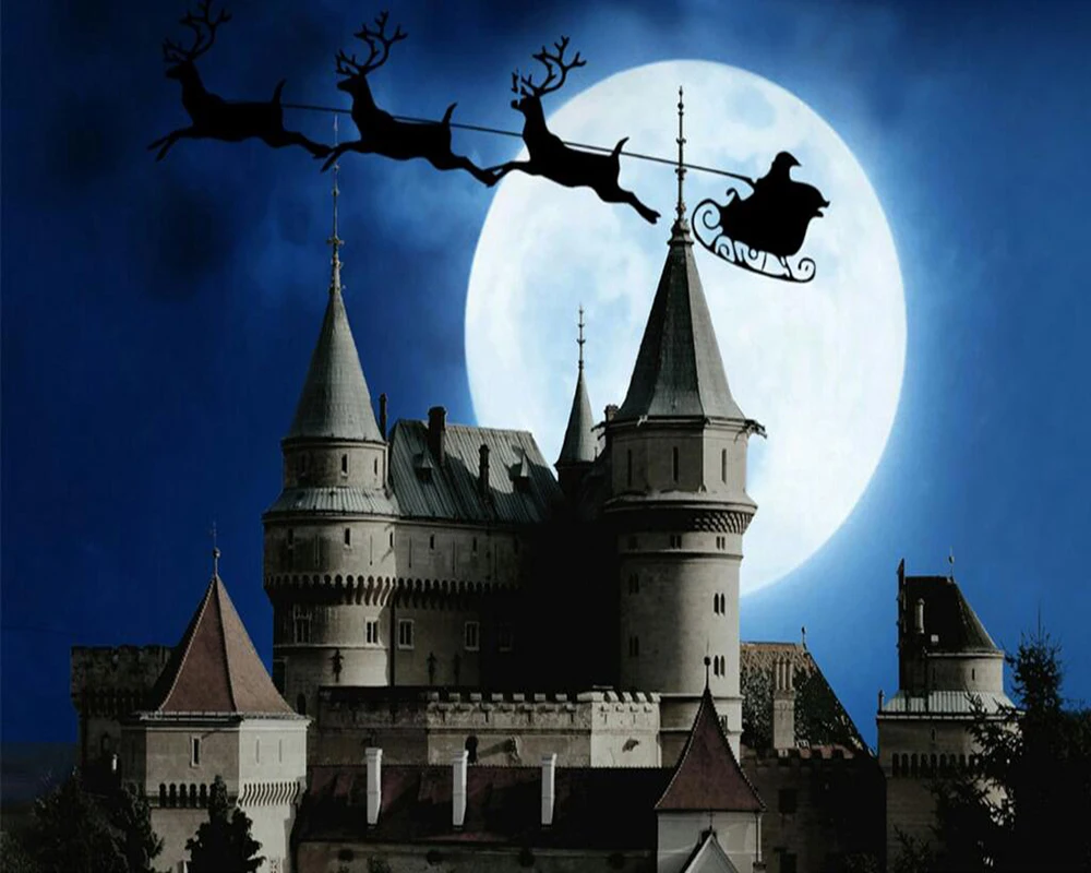 Custom wallpaper High definition night castle reindeer old background wall painting