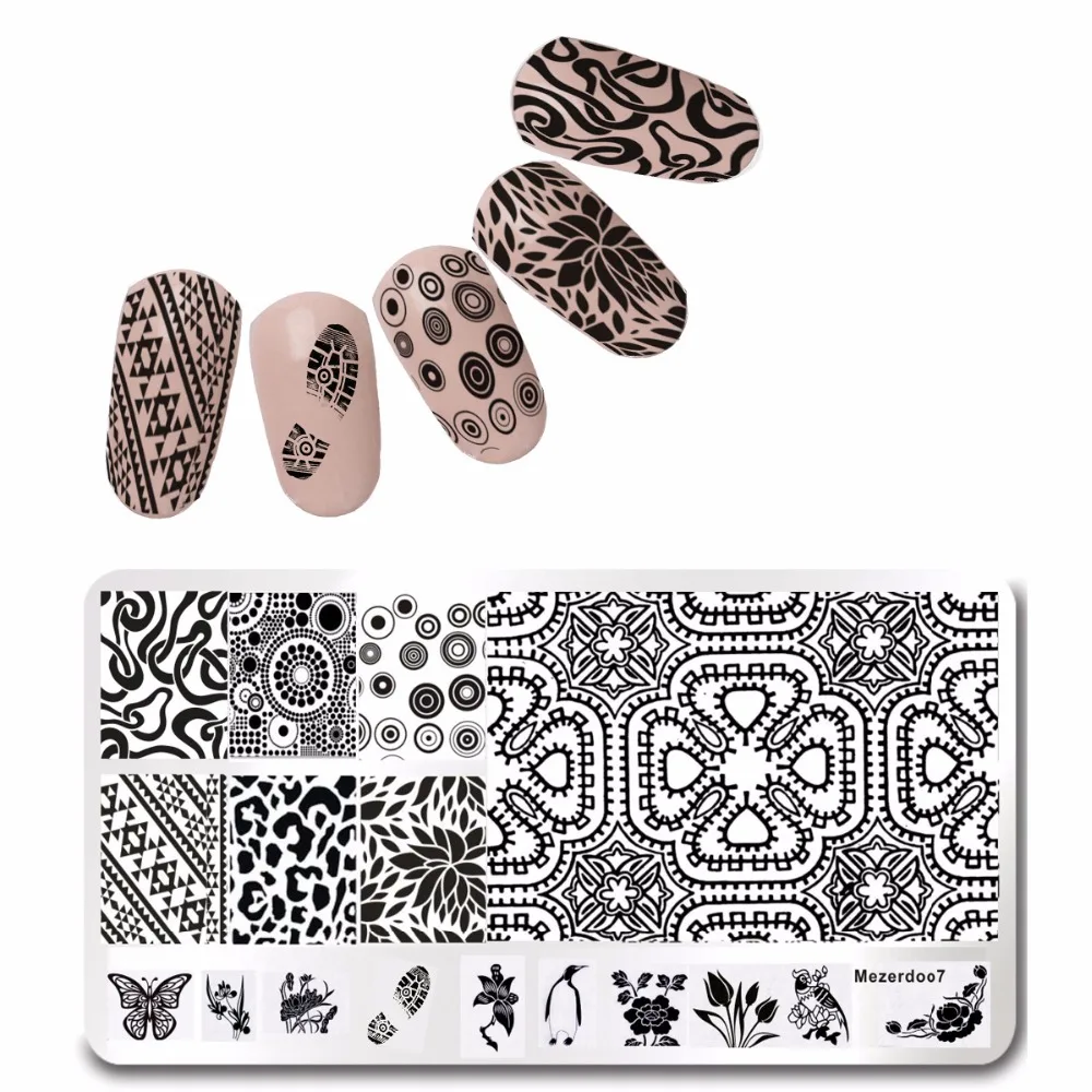 1P Maya Theme Nail Art Stamp Template Shoe Prints Butterfly Patterns Manicure Stamping Image Plate Tool Mezerdoo7