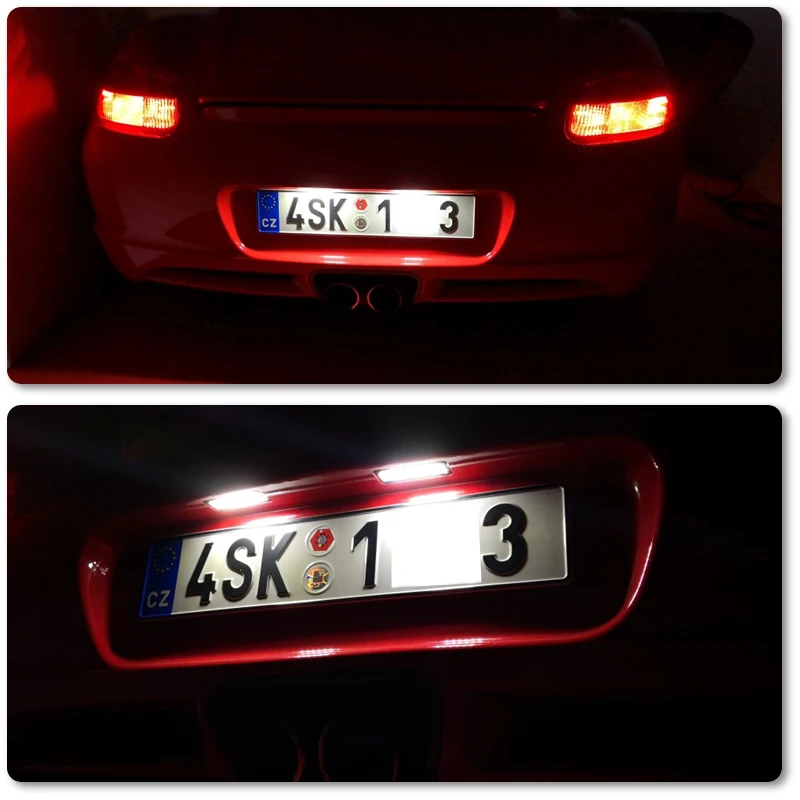 For Porsche Boxster Cayman Carrera Cayenne 987/997/958 2x CANBus Error Free White Led Number License Plate Light Kits Lamp