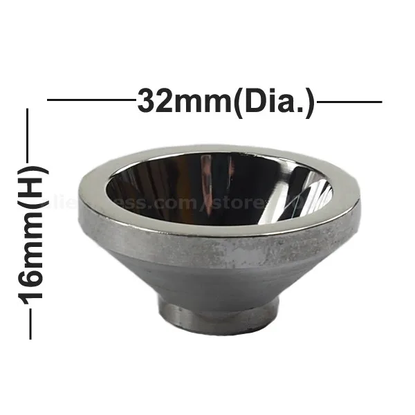 Reflector de aluminio SMO para XP-L LED, 32mm(D) x 16mm(H)