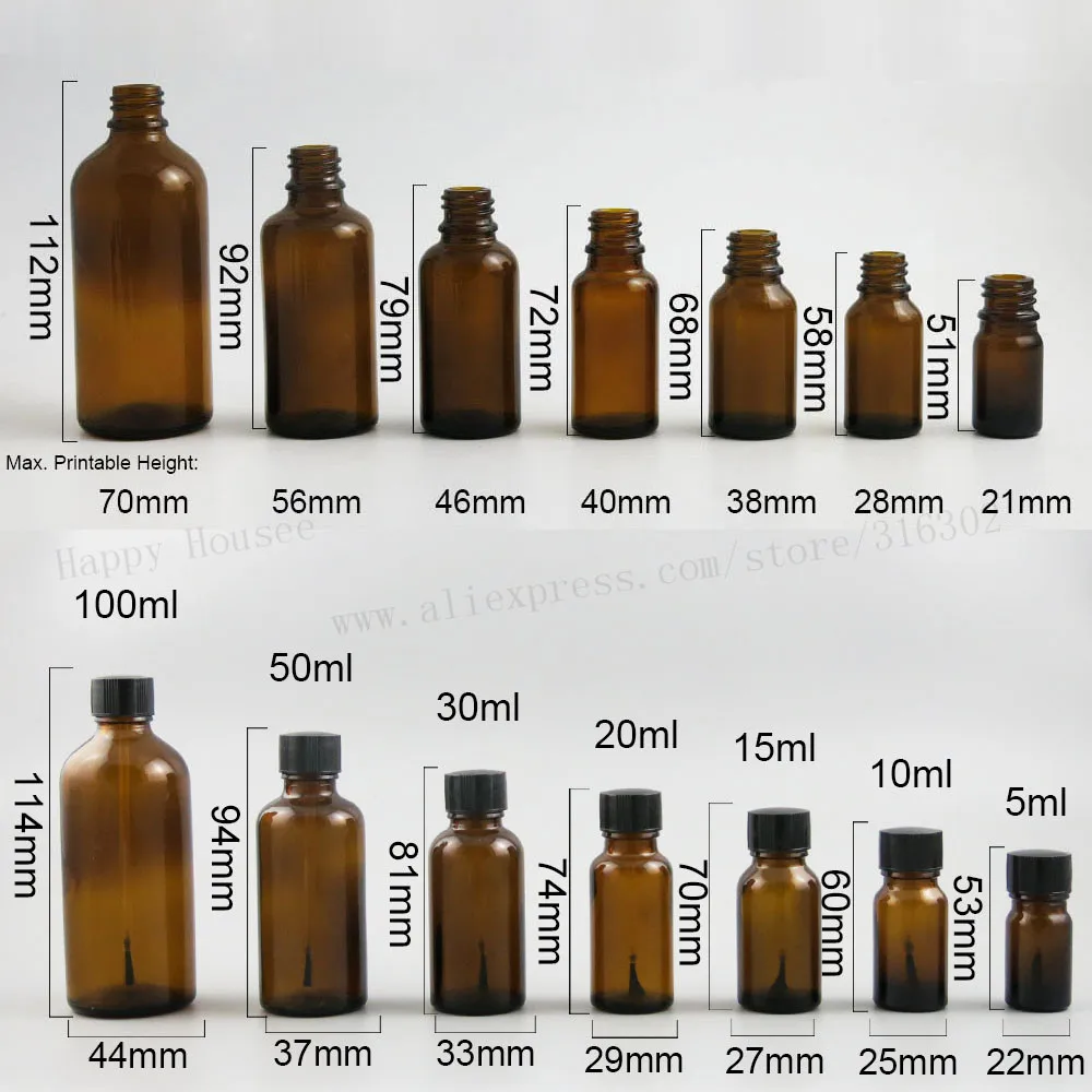 10x5ml 10ml 15ml 20ml 30ml 50ml 100ml Nail Polish Brown Glass Bottle With Brush for Beauty Cosmetic Containers Simple Bottle