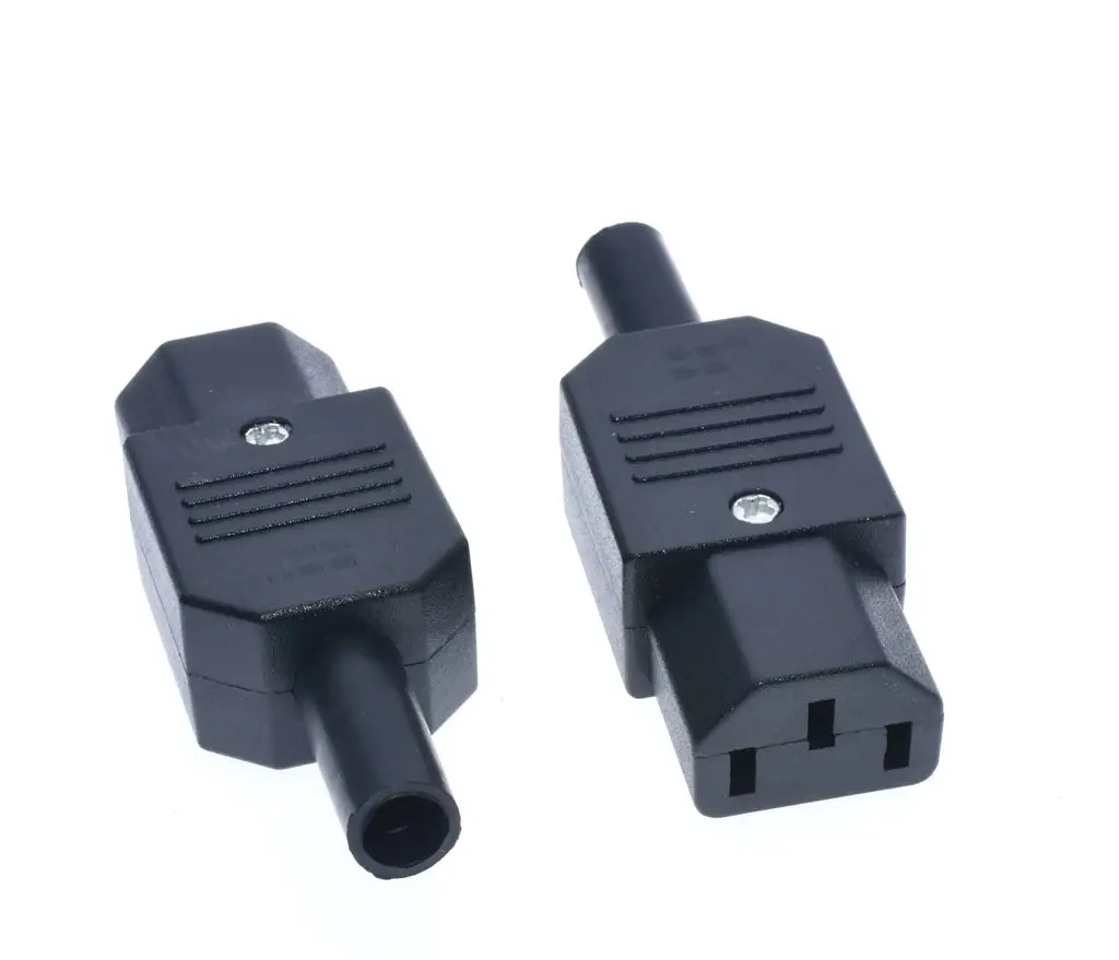 10pcs/lot IEC320 AC 250V 10A C14 Male + C13 Female Inline Rewirable Main Power Socket Plug Connector New Arrival