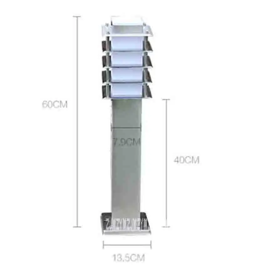 S-6028 Stainless Steel Grass Lamp Landscape Lawn Sward Garden Outdoor Square Pillar Post Light Bollard Lamp Height 60CM Hot Sale