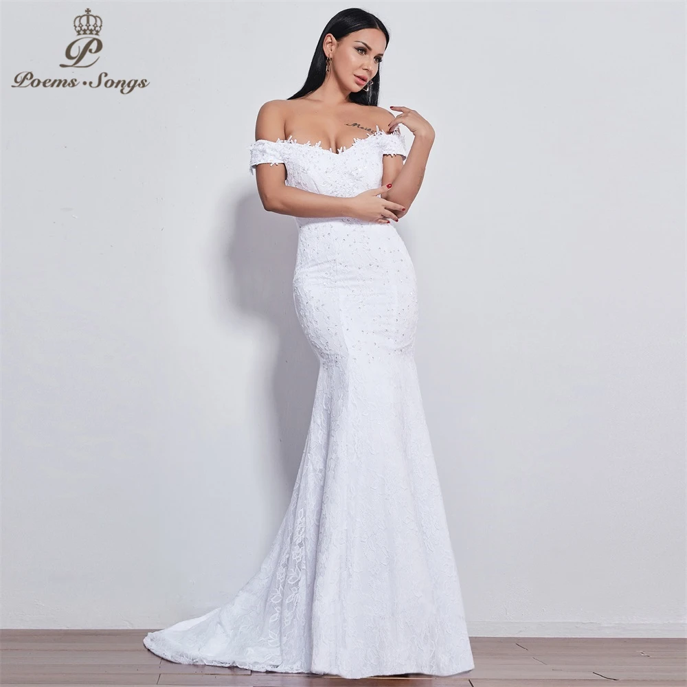 Poems Songs New style  beautiful flower lace wedding dress customized  Vestido de noiva Mermaid wedding dress robe mariage 520