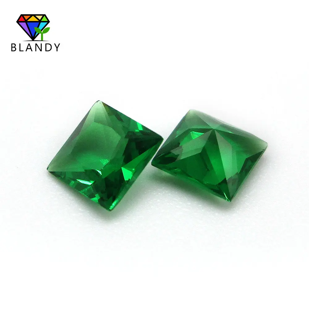 Free Shipping 1.5x1.5~8x8mm Square Shape Nano Green Stone Wax Casting 5A Green Nano Synthetic Gems For DIY Jewelry