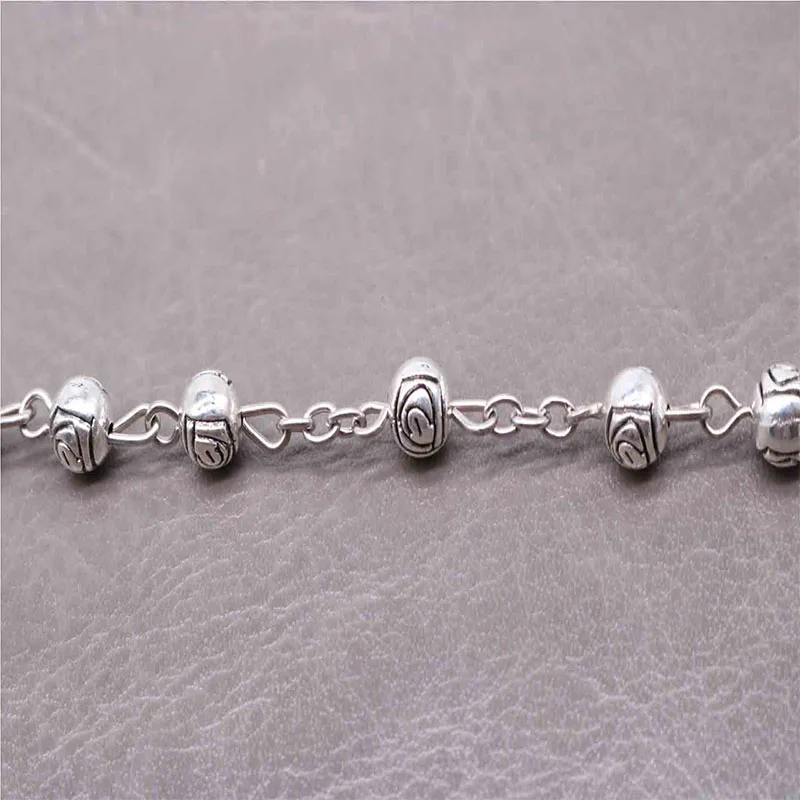 6mm zinc alloy rose rosary cross necklace religious jewelry men and women Catholic cross rosary prayer necklace jewelry gift.2pc