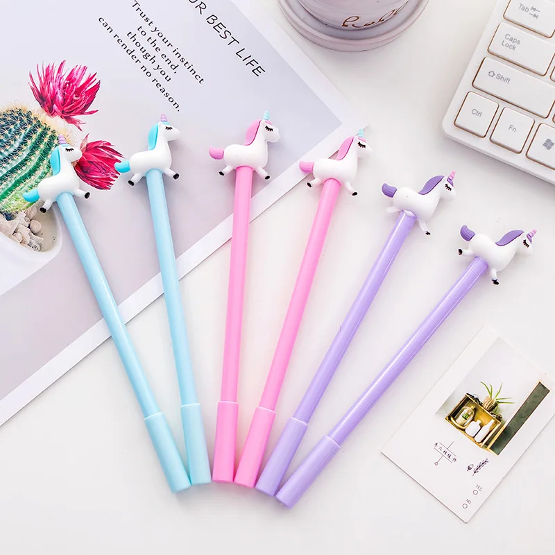 36 PCS running creative cute unicorn neutral pen black 0.38 students stationery